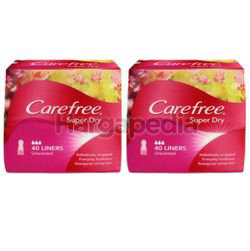 Carefree Super Dry Pantyliner Unscented 2x40s Carefree Super Dry Pantyliner Unscented 2x40s