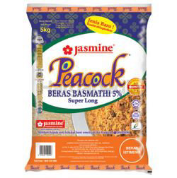 Jasmine Peacock Basmathi 5% Super Long Rice 5kg Jasmine Peacock Basmathi 5% Super Long Rice 5kg