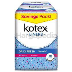 Kotex Fresh Pantyliner Regular Unscented 2x40s Kotex Fresh Pantyliner Regular Unscented 2x40s
