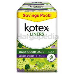 Kotex Fresh Daily Odor Care Pantyliner Longer & Wider Daun Sirih 2x32s Kotex Fresh Daily Odor Care Pantyliner Longer & Wider Daun Sirih 2x32s