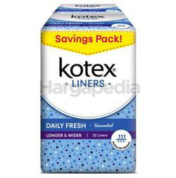Kotex Fresh Pantyliner Longer & Wider Unscented 2x32s Kotex Fresh Pantyliner Longer & Wider Unscented 2x32s