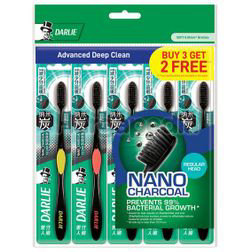 Darlie Charcoal Clean Regular Head Toothbrush 3s+2s Darlie Charcoal Clean Regular Head Toothbrush 3s+2s
