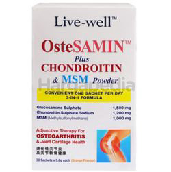 Live-Well Ostesamin Plus Chondroitin + MSM Powder 30s Live-Well Ostesamin Plus Chondroitin + MSM Powder 30s