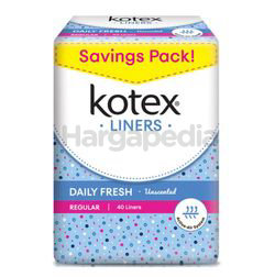 Kotex Fresh Pantyliner Regular Unscented 40s Kotex Fresh Pantyliner Regular Unscented 40s