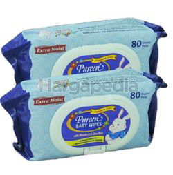 Pureen Baby Wipes Blue 2x80s Pureen Baby Wipes Blue 2x80s