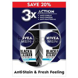 Nivea Men Black & White Invisible Fresh Deodorant Roll On 2x50ml Nivea Men Black & White Invisible Fresh Deodorant Roll On 2x50ml