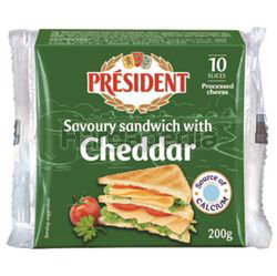 President Sandwich Cheddar Sliced Cheese 200gm President Sandwich Cheddar Sliced Cheese 200gm