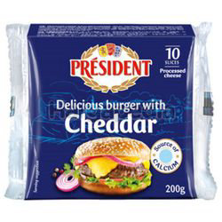 President Burger Cheddar Sliced Cheese 200gm President Burger Cheddar Sliced Cheese 200gm