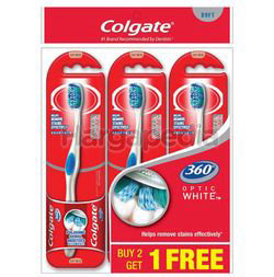 Colgate 360 Optic White Soft Toothbrush 2s+1s Colgate 360 Optic White Soft Toothbrush 2s+1s