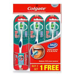 Colgate 360 Degree Whole Mouth Clean Soft Toothbrush 2s+1s Colgate 360 Degree Whole Mouth Clean Soft Toothbrush 2s+1s