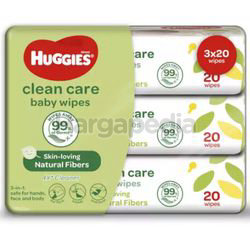 Huggies Baby Wipes Clean Care 3x20s Huggies Baby Wipes Clean Care 3x20s