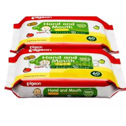Pigeon Hand & Mouth Wet Tissues 2x60s Pigeon Hand & Mouth Wet Tissues 2x60s