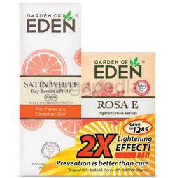 Garden of Eden Rosa E Serum 15ml + Satin White Day Cream 40gm Garden of Eden Rosa E Serum 15ml + Satin White Day Cream 40gm