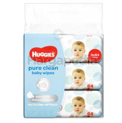 Huggies Baby Wipes Pure Clean 3x64s Huggies Baby Wipes Pure Clean 3x64s