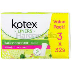 Kotex Fresh Daily Odor Care Pantyliner Regular Scented Daun Sirih 3x32s Kotex Fresh Daily Odor Care Pantyliner Regular Scented Daun Sirih 3x32s