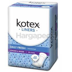 Kotex Fresh Pantyliner Longer & Wider Unscented 30s Kotex Fresh Pantyliner Longer & Wider Unscented 30s
