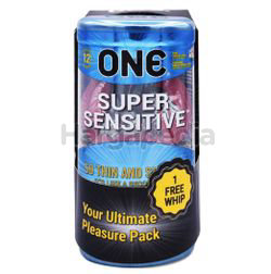 ONE Condoms Super Sensitive 12s + 1 Whip ONE Condoms Super Sensitive 12s + 1 Whip
