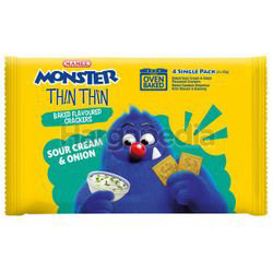 Mamee Monster Thin Thin Crackers Sour Cream & Onion 4x22gm Mamee Monster Thin Thin Crackers Sour Cream & Onion 4x22gm