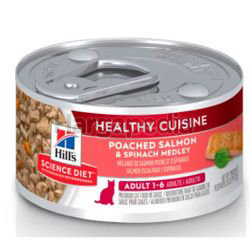 Hill's Science Diet Adult Cat Healthy Cuisine Poached Salmon & Spinach Medley 79gm Hill's Science Diet Adult Cat Healthy Cuisine Poached Salmon & Spinach Medley 79gm