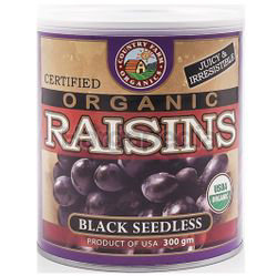 Country Farm Organic Black Seedless Raisins 300gm Country Farm Organic Black Seedless Raisins 300gm