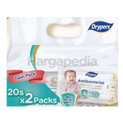 Drypers Antibacterial Wipes 2x20s Drypers Antibacterial Wipes 2x20s