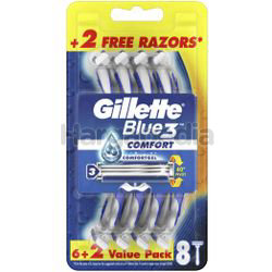 Gillette Blue 3 Comfort Disposable Razors 8s Gillette Blue 3 Comfort Disposable Razors 8s