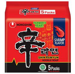 Nong Shim Shin Ramyun Shrimp Flavour 5x120gm Nong Shim Shin Ramyun Shrimp Flavour 5x120gm