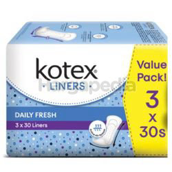 Kotex Fresh Pantyliner Longer & Wider Scented 3x30s Kotex Fresh Pantyliner Longer & Wider Scented 3x30s