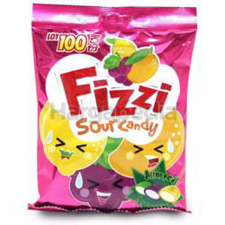 Lot 100 Fizzi Sour Candy Assorted 120gm Lot 100 Fizzi Sour Candy Assorted 120gm