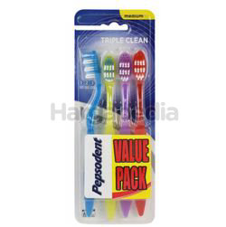 Pepsodent Triple Clean Medium Toothbrush 4s Pepsodent Triple Clean Medium Toothbrush 4s