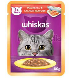 Whiskas 1+ Pouch Cat Food Mackerel & Salmon 80gm Whiskas 1+ Pouch Cat Food Mackerel & Salmon 80gm