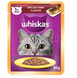 Whiskas 1+ Pouch Cat Food Grilled Saba 80gm Whiskas 1+ Pouch Cat Food Grilled Saba 80gm