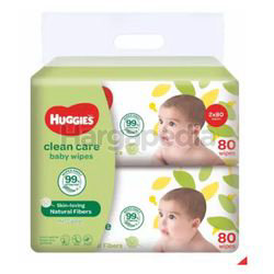 Huggies Baby Wipes Clean Care 2x80s Huggies Baby Wipes Clean Care 2x80s