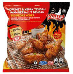 Ayamas Breaded Drummets & Mid Wings Spicy Korean Sauce 450gm Ayamas Breaded Drummets & Mid Wings Spicy Korean Sauce 450gm