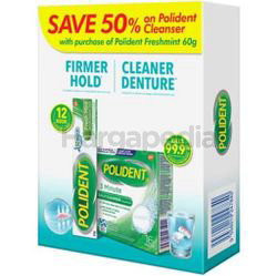 Polident Adhesive Cream Fresh Mint 60gm + Cleanser 16s Polident Adhesive Cream Fresh Mint 60gm + Cleanser 16s