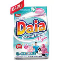 Daia Powder Detergent Pouch Clean & Fresh Hijab 850gm Daia Powder Detergent Pouch Clean & Fresh Hijab 850gm