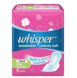 Whisper Breathable Cottony Soft Thick Long Wing 28cm 8s Whisper Breathable Cottony Soft Thick Long Wing 28cm 8s