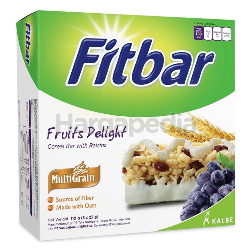 FITBAR Crispy Rice Bar Fruit Delight 5x22gm 110gm