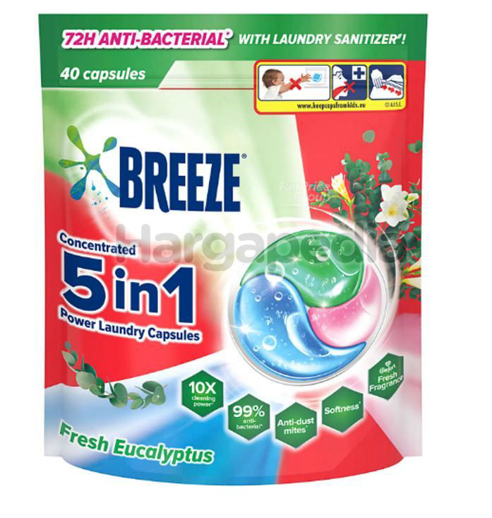 BREEZE 3in1 Capsule Detergent Fresh Eucalyptus 40s 420gm